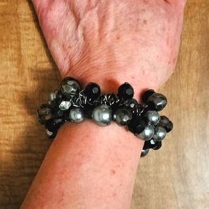 Vintage black and silver stretch bracelet